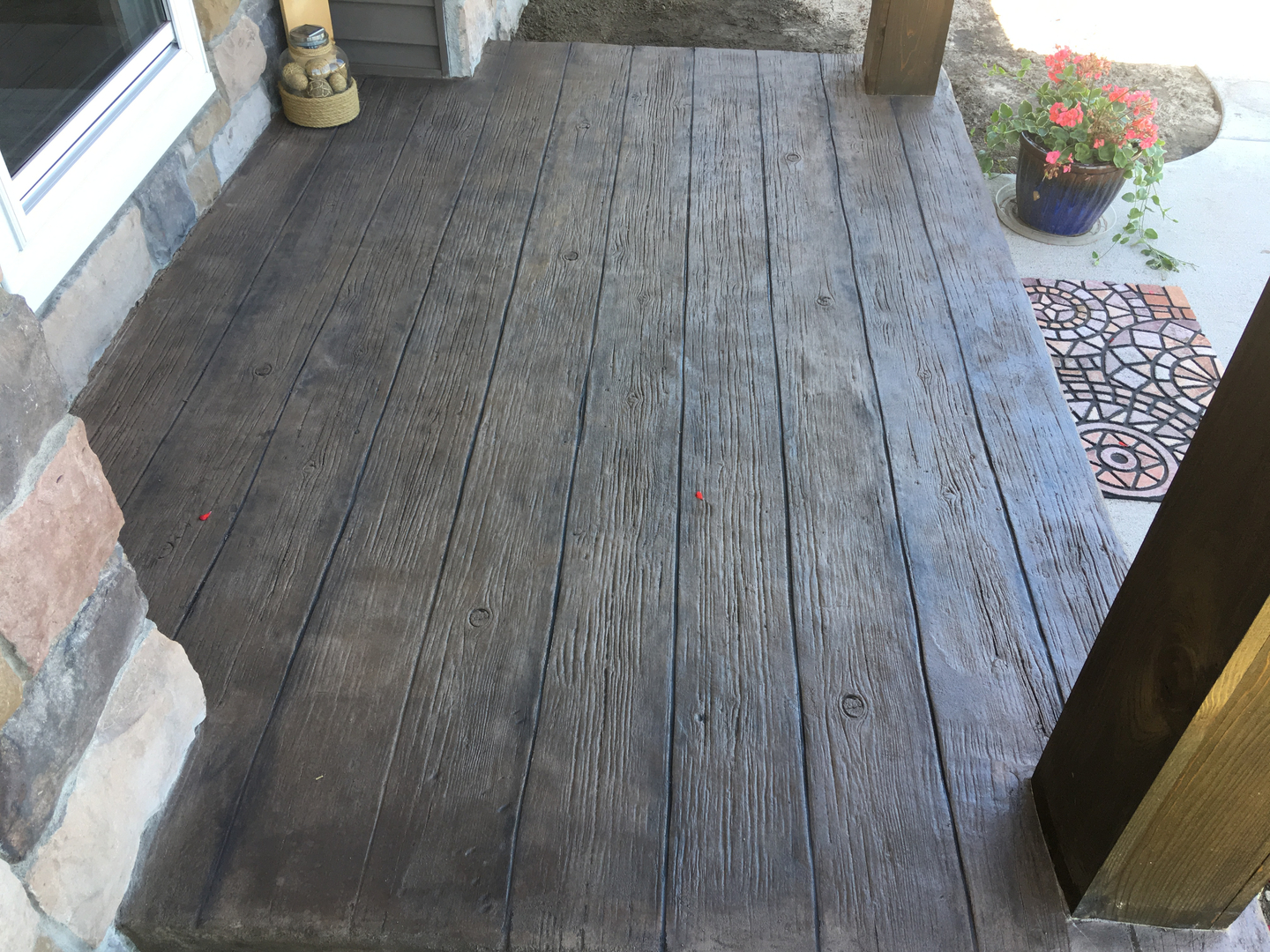 Wood grain stamped porch
