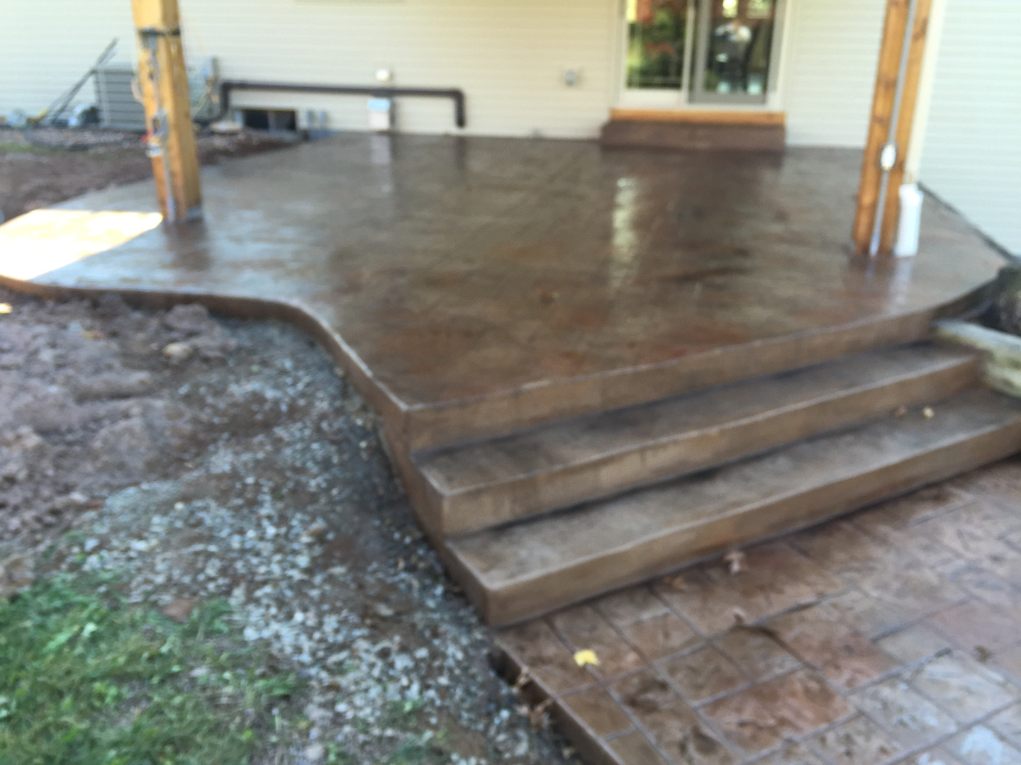 Stamped patio with steps