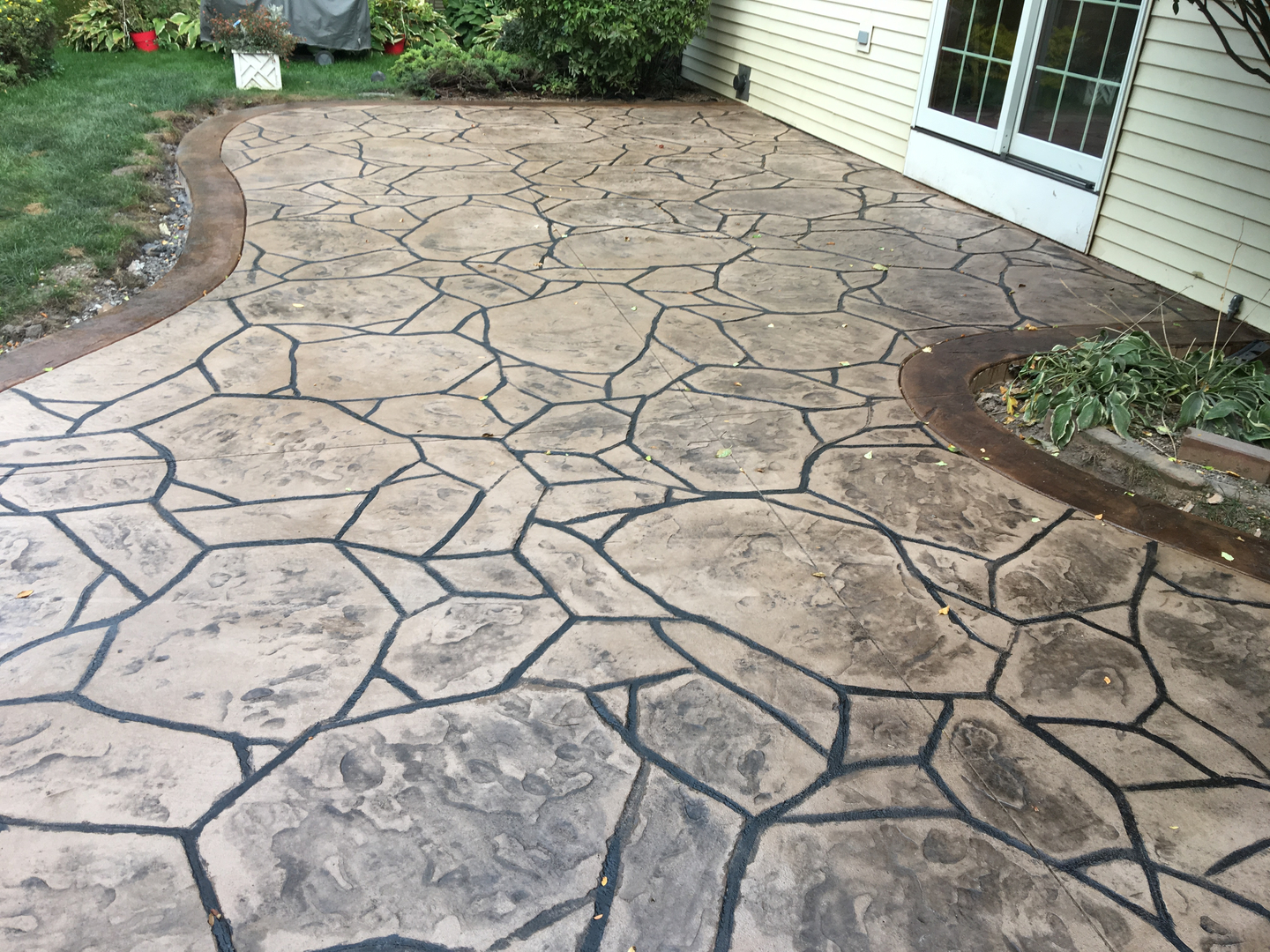 Flagstone stamped patio